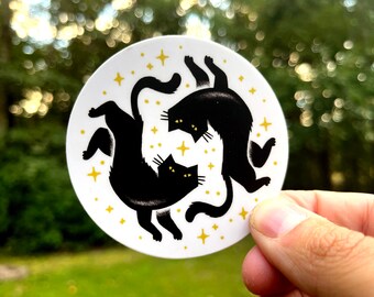 Black Gemini Cats vinyl sticker