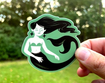 Green Mermaid Die-cut Vinyl Sticker