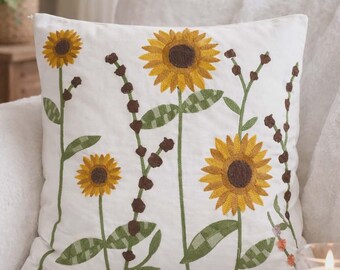 Funda de cojín de girasol / Funda de almohada floral 100% algodón para sala de estar o dormitorio