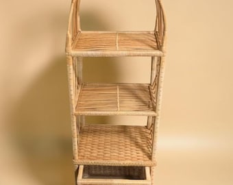 Wicker shelving unit rattan shelf arch bookcase for book shelf decor and home decor farmhouse decor bookshelf for kids books shoe rack