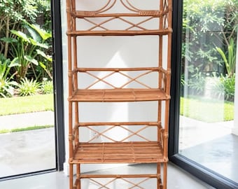 Wicker Shelving Unit Rattan Shelf Shoe Rack,Bookcase Book Shelf Plant Stand, Wicker Shelf Storage Organizer for Home Decor Boho Furniture