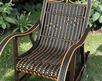 Natural rattan rocking chair Handmade Wicker Rocking Chair for outdoor patio, porch decor, lounge chair,garden furniture gift for dad,