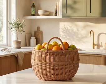 Kitchen Storage Basket Handmade Wicker Organizer for Bread Fruit Kitchen Decor Kitchen Organization Home Storage Bin Basket Kitchen Decor
