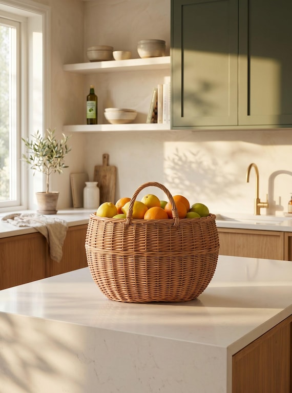 Küchen Aufbewahrungskorb Handgemachter Weiden Organizer für Brot Obst Küchen Dekor Küchen Organisation Home Vorratsbehälter Korb Küche Dekor