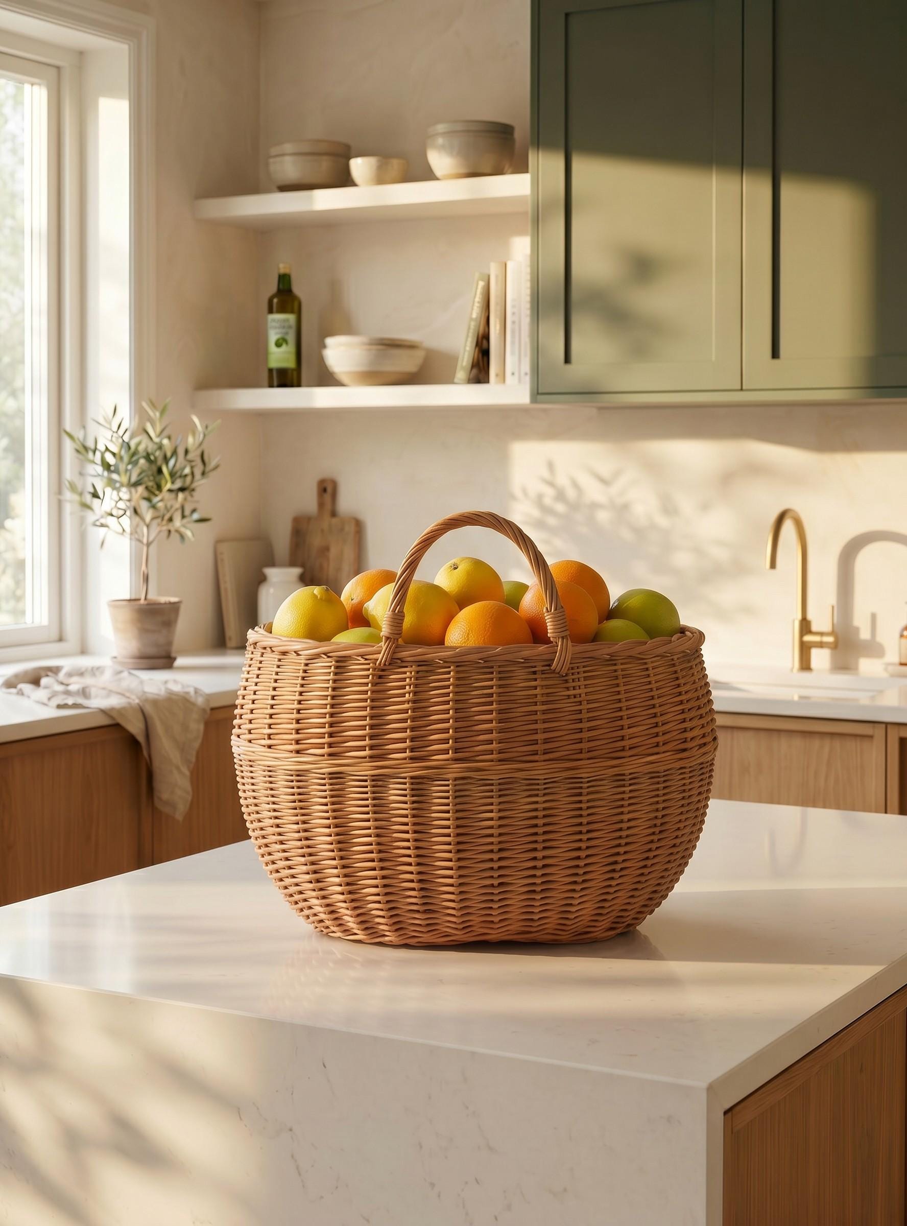 Küchen Aufbewahrungskorb Handgemachter Weiden Organizer für Brot Obst Küchen Dekor Küchen Organisation Home Vorratsbehälter Korb Küche Dekor