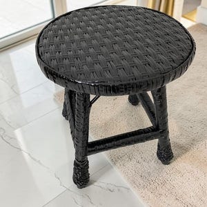 Handmade Wicker Stool Small Side Table Patio Furniture Vintage Footstool Rustic Woven Stool Shoe Bench Boho Rattan Furniture