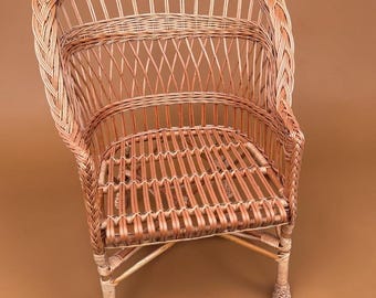 Boho Wicker Lounge Chair, Rattan Patio Furniture, Handmade Outdoor Chair, Natural Living Room Seating, Stylish Armchair Boho Patio Furniture