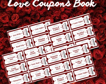 Libro dei buoni d'amore per coppie, regalo romantico per anniversario, pacchetto di buoni per San Valentino, gettoni d'amore stampabili, libro dei buoni fai da te modificabile in PDF