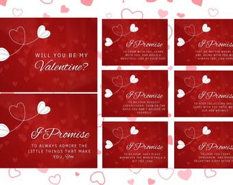 Pacchetto di 8 biglietti di auguri per San Valentino, promesse d'amore romantiche per fidanzato/a/fidanzata, set di biglietti di auguri sinceri, download digitale in PDF