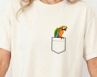 Pocket Parrot Shirt Funny Bird Graphic Tee Pet Parrot Lover Gift Avian Owner