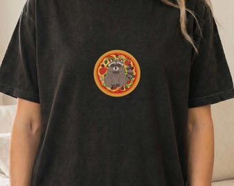 Funny Raccoon Pizza Shirt Food Humor Trash Panda Graphic Tee Gift