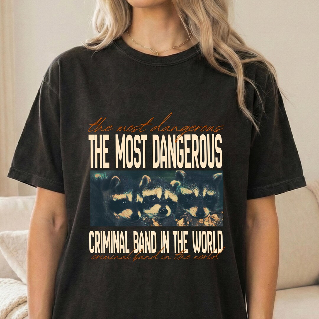 Raccoon Criminal Shirt Trash Panda Meme Tee Dark Humor Animal Graphic ...