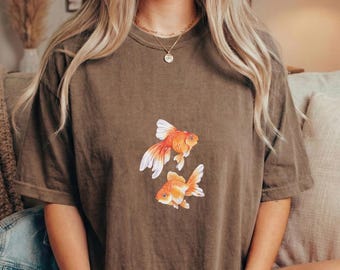 Goldfish Graphic Shirt Aquarium Lover Marine Life Art Tee Gift