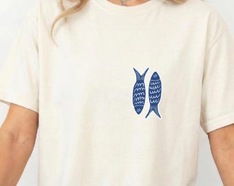Minimalist Fish Shirt Coastal Graphic Tee Ocean Lover Summer Outfit Gift