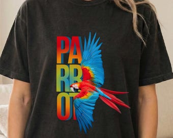 Colorful Parrot Bird Shirt Tropical Summer Graphic Tee Exotic Pet Owner Gift