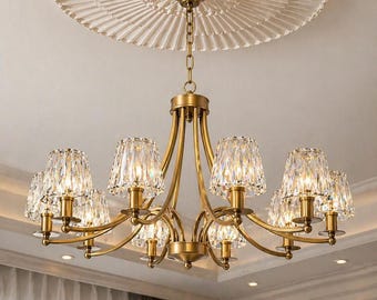 Moderne luxe K9 kristallen kroonluchter – elegante messing plafondlamp, 6/8/10 lampen