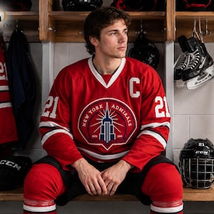 New York Admirals Red Ice Hockey Jersey | Breathable Polyester Captain C Patch