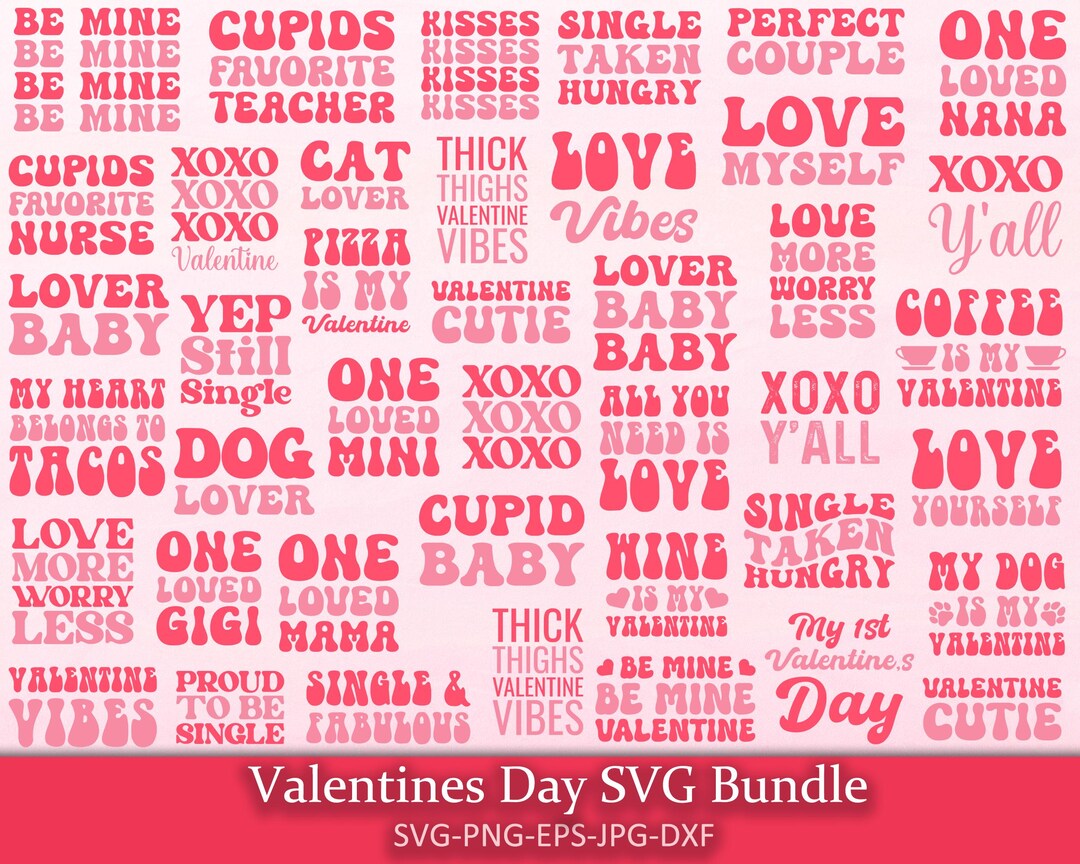 Retro Valentines Day SVG Design Bundle, Valentine Quote Svg Bundle ...