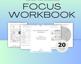 Kids Focus Workbook: Brain Training Activities for Ages 6-8 (20 Printable Pages)