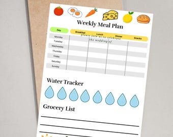 Kids Meal Planner Printable / Weekly Food Chart / Instant Download - Etsy