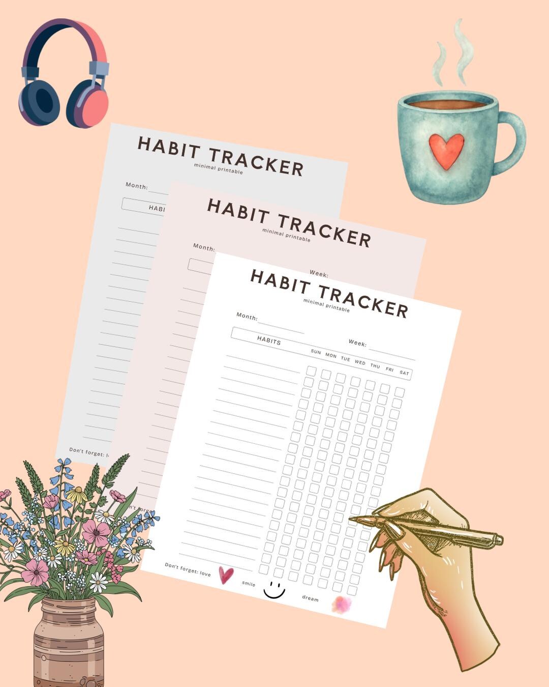 Minimal Habit Tracker Printable / A4 A5 US Letter / Instant Download - Etsy