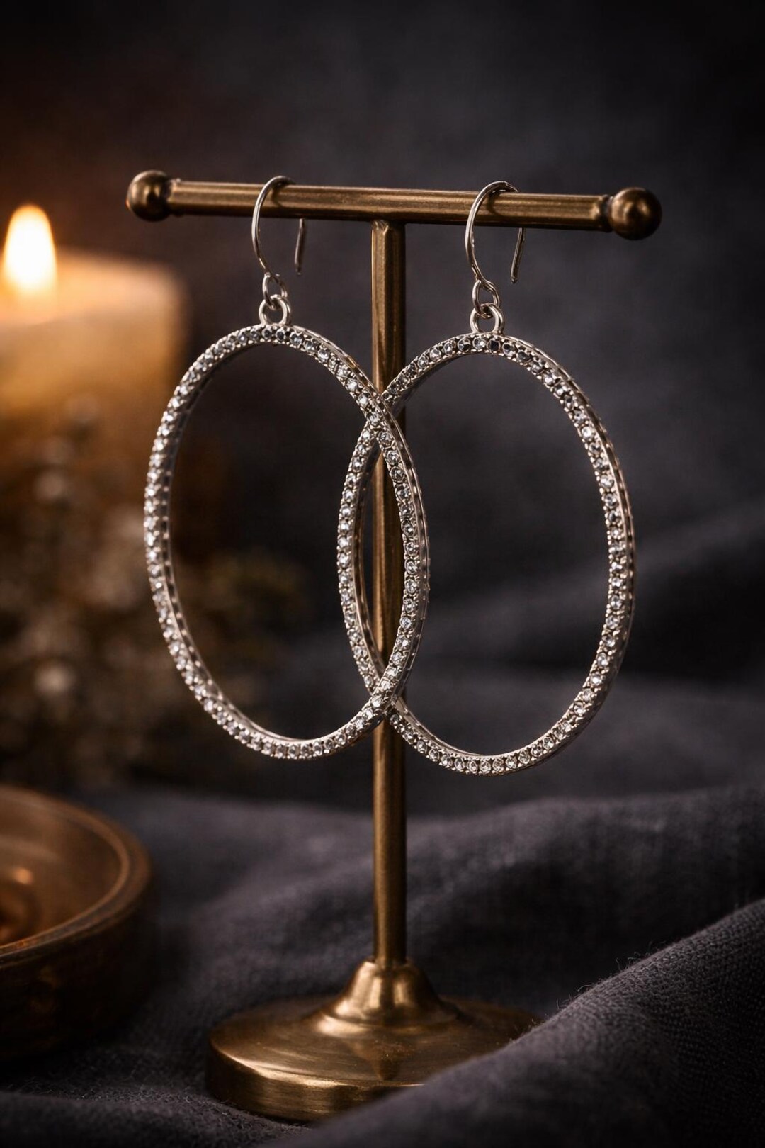 Subtle Hoops Gunmetal Textured Oval Hoop Earrings – Subtle Sparkle Statement Dangles ...