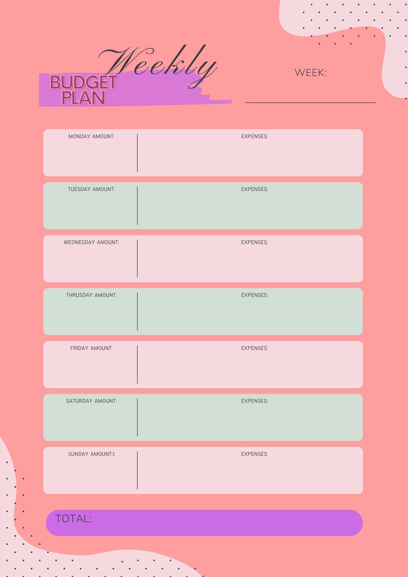 Monthly & Weekly Budget Planner Template | Editable Printable PDF - Etsy
