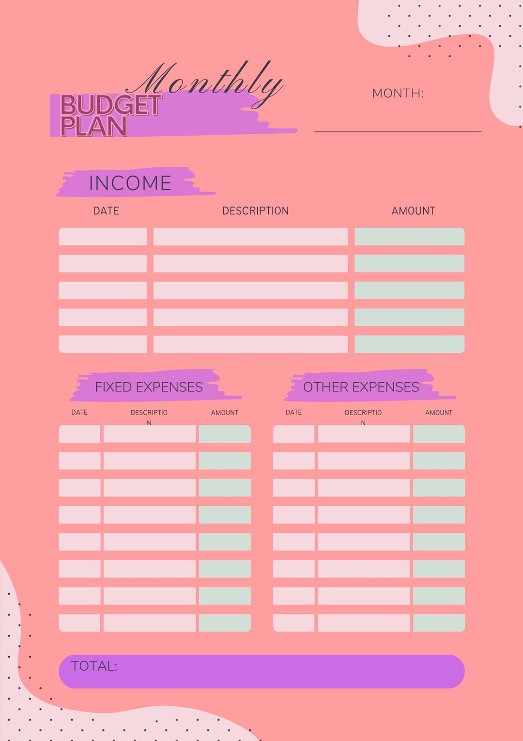 Monthly & Weekly Budget Planner Template | Editable Printable PDF - Etsy