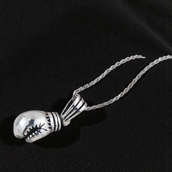 925 Sterling Silver Boxing Glove Pendant, Boxer Glove Necklace, Men's Sports Jewelry, Kickboxing Glove Charm, Fathers Day Gift, Gift for Dad
