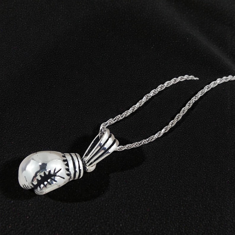 925 Sterling Silver Boxing Glove Pendant, Boxer Glove Necklace, Men's Sports Jewelry, Kickboxing Glove Charm, Athlete Jewelry