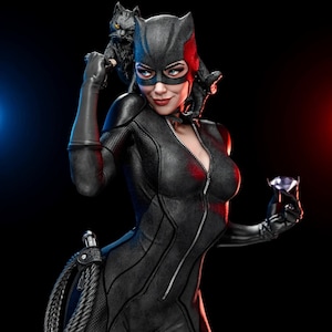 Model 3D inspirowany Catwoman w formacie STL | Popiersie złodzieja Stealth Cat | Posąg złoczyńcy w formacie STL