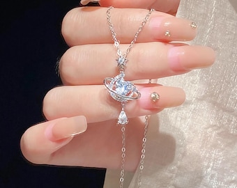 Naszyjnik w kształcie serca ze srebra próby 925 z zawieszką z cyrkonii, prezent dla dziewczyny, żony, mamy lub babci