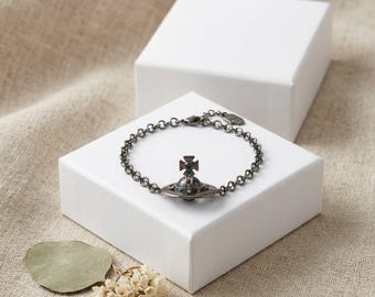 In Box 925 Silver Zircon Crystal Ball Saturn Bracelet | Vivienne Westwood Bracelet, Gifts