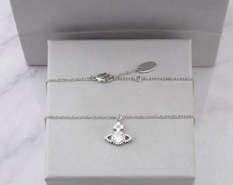 In Box 925 Silver CZ White Saturn Pendant | Vivienne Westwood Pearl Necklace, Gifts