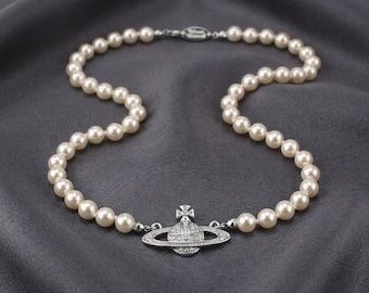 箱入り925シルバーCZサターンペンダント｜ヴィヴィアン・ウエストウッドパールネックレス、ギフト