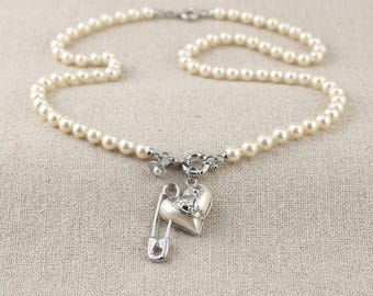 In Box 925 Silver Heart-Shaped Pearl Saturn Pendant | Vivienne Westwood Pearl Necklace, Gifts