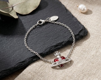 In Box 925 Silver Heart-Shaped Saturn Bracelet | Vivienne Westwood Bracelet, Gifts