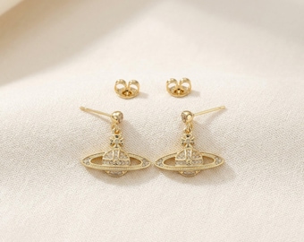 In Box 925 Silver CZ Saturn Earrings | Vivienne Westwood Earrings, Gifts