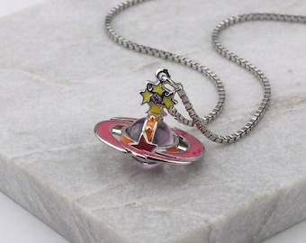 In Box 925 Silver Large Amethyst Sphere Saturn Pendant | Vivienne Westwood Pearl Necklace, Gifts