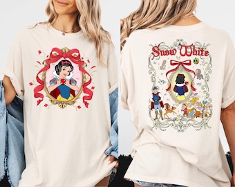 Schneewittchen Vintage Grafik T-Shirt, Märchen Shirt für Damen Männer, Vorder- und Rückendruck Disney inspiriert T-Shirt, übergroßer Unisex Hoodie NA1