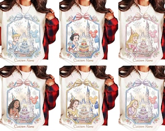 Disney Princess Birthday |Funny Cute Trend|Matching Set|Personalized|Unisex Tshirt Hoodie|Kids Tee Romper|Premium DTF Print|Gift| NA263