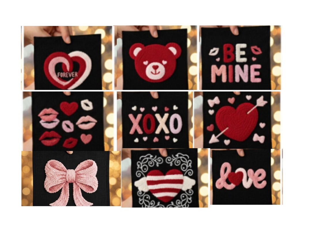 Valentines Day PNG Bundle - Faux Yarn Latch Hook Yarn Bow Coquette ...