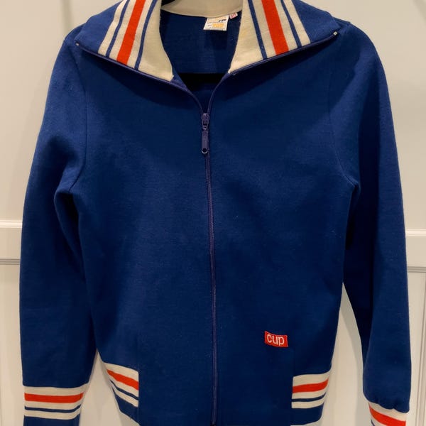 Vintage CUP Zip Up Euro Wool Track Jacket Size Small