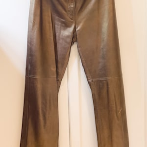 Pantalones vintage Bebe Copper de cuero suave y mantecoso, talla 8