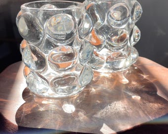 Vintage Bolsius Bubble Glass Candle Holders Pair