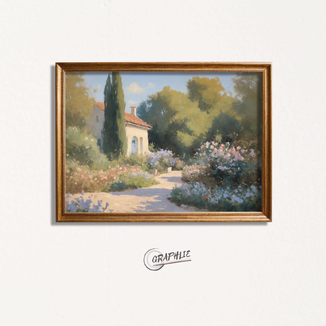 Garden Estate Print – Vintage Cottagecore Impressionist Nancy Meyers ...