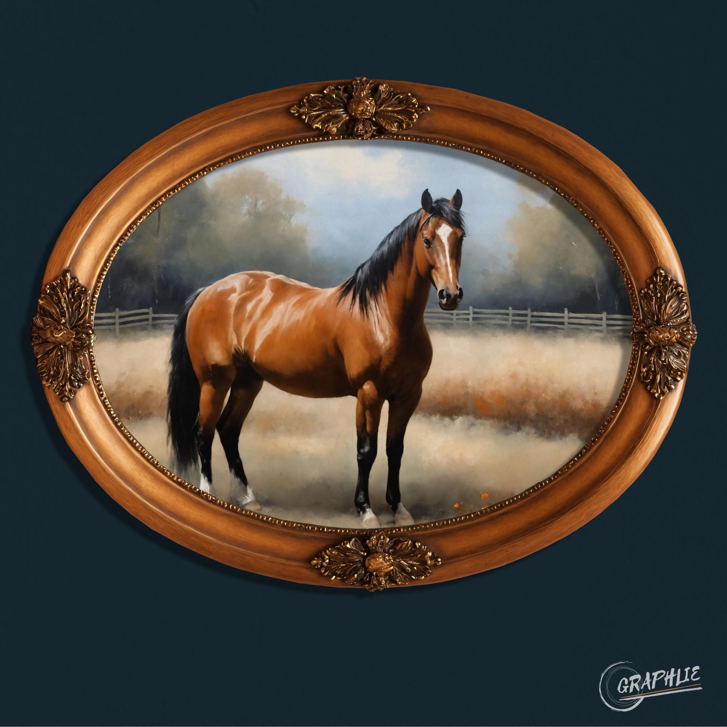 Brown Horse Paddock Print – Vintage Equestrian Impressionist Nancy