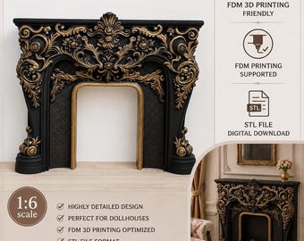 Caminetto per casa delle bambole in scala 1:6 - File digitale STL per stampa 3D FDM