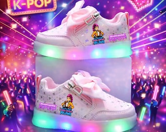 K Pop Demon Hunter Shoes, K Pop LED Sneakers For Kids, Colourful Light Up Kids Shoes With Cute K Pop Characters, Perfect Gift For K Pop Fans