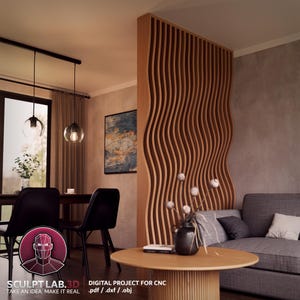 Parametric Plywood Mdf Room Divider CNC Files, Modern Partition Wall DXF Vector Digital Download